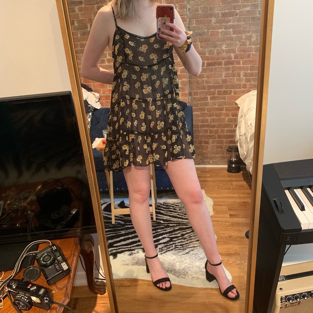 Sheer sunflower mini dress